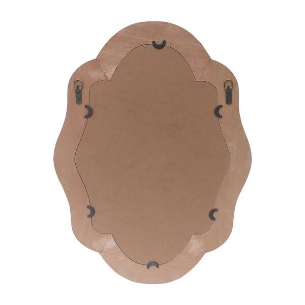 27" Tall Whitewash Wall Mirror with Beaded and Scalloped Edges Bed